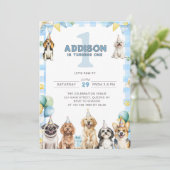 Invitation Puppy Calling All Pawty Animals 1st Birthday (Debout devant)