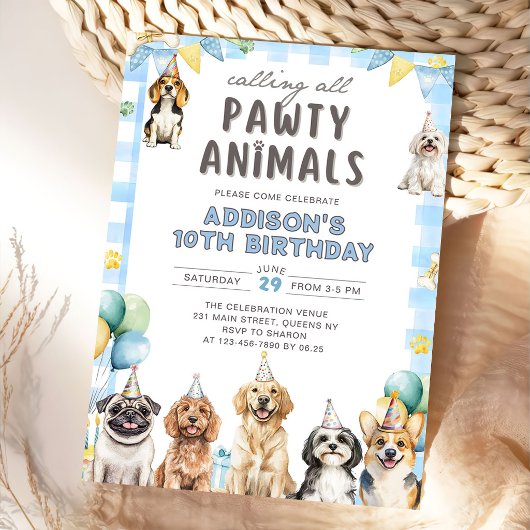 Invitation Puppy Calling All Pawty Animals Birthday