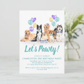 Invitation Puppy Dog Lets Pawty Anniversaire Fête (Debout devant)