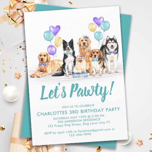 Invitation Puppy Dog Lets Pawty Anniversaire Fête