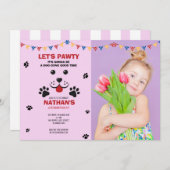 Invitation Puppy Dog Lets Pawty Birthday Boy Photo (Devant / Derrière)