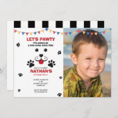 Invitation Puppy Dog Lets Pawty Birthday Boy Photo (Devant / Derrière)
