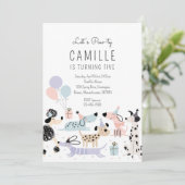Invitation Puppy Party Fille rose Puppy Pet fête d'anniversai (Debout devant)