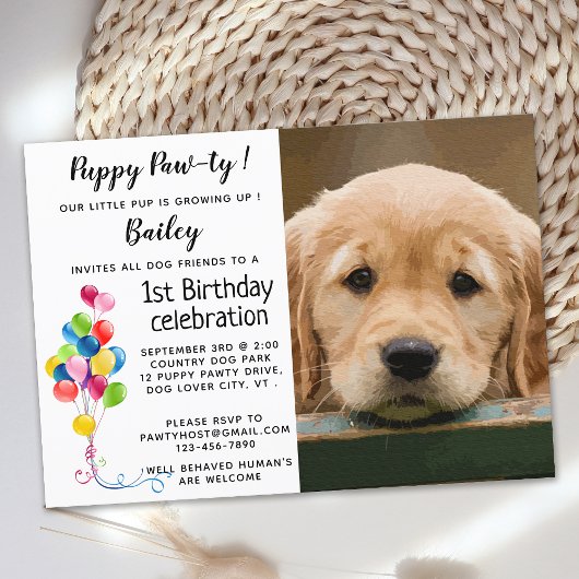 Invitation Puppy Pawty Animateur Photo Puppy Anniversaire