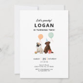 Invitation Puppy Pawty Chien fête d'anniversaire (Devant)