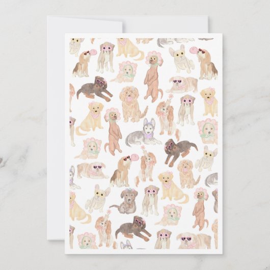 Invitation Puppy Pawty Pink Chien thème Fille fête d'annivers (Dos)