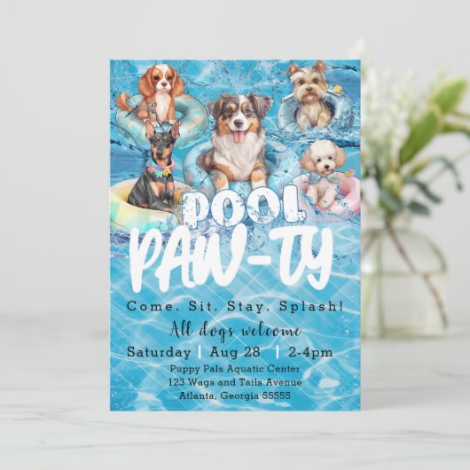 Invitation Puppy Pool Party (Debout devant)