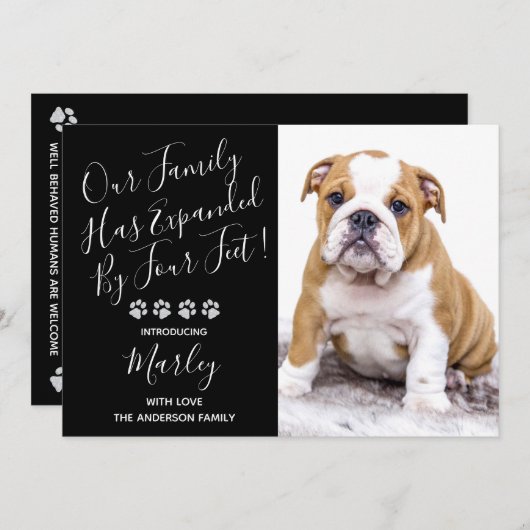 Invitation Puppy ShowParty - Black Elegant Moderne Nouveau An (Devant / Derrière)