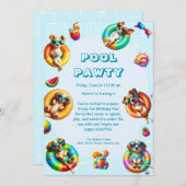 Invitation Puppy Splash fête d'anniversaire (Devant / Derrière)