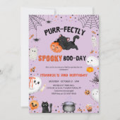Invitation Pur Éffrayant Boo-day Cat Halloween Anniversaire (Devant)