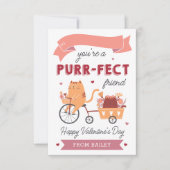 Invitation Pur-fect Friend Cat Classroom Valentines Day Card (Devant)
