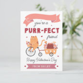 Invitation Pur-fect Friend Cat Classroom Valentines Day Card (Debout devant)