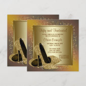 Invitation Pure Gold High Talons femmes fête d'anniversaire (Devant / Derrière)