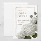 Invitation Pure White Minimalist Hydrangea Gold Frame Wedding (Devant / Derrière)