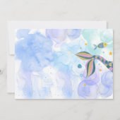 Invitation Purmaid chat sirène aquarelle fille anniversaire (Dos)