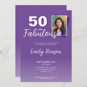 Invitation Purple 50 et Fabulous 50th Birthday Party