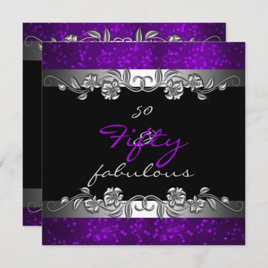 Invitation Purple 50 & Fabuleux fête du 50e anniversaire (Devant / Derrière)