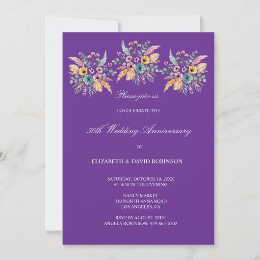 Invitation Purple 50e anniversaire mariage (Devant)