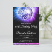 Invitation Purple 60e anniversaire Disco Ball 70's (Debout devant)