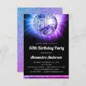 Invitation Purple 60e anniversaire Disco Ball 70's (Devant / Derrière)