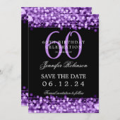 Invitation Purple 60th Birthday Enregistrer la date avec les (Devant / Derrière)