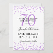 Invitation Purple 70th Birthday Enregistrer la date Détails (Devant)