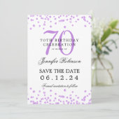 Invitation Purple 70th Birthday Enregistrer la date Détails (Debout devant)