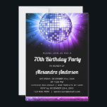 Invitation Purple 70th Birthday Party 70's Disco Ball<br><div class="desc">Revenez à l'époque de la discothèque avec notre Purple 70th Birthday Party 70's Disco Ball Invitation. Cette invitation vibrante et nostalgique est la meilleure façon de créer l'ambiance pour votre célébration d'étape. Dans une étonnante teinte de violet, cette invitation capte l'énergie et le plaisir du 'les années 70. Le graphique...</div>