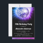 Invitation Purple 70th Birthday Party 70's Disco Ball<br><div class="desc">Revenez à l'époque de la discothèque avec notre Purple 70th Birthday Party 70's Disco Ball Invitation. Cette invitation vibrante et nostalgique est la meilleure façon de créer l'ambiance pour votre célébration d'étape. Dans une étonnante teinte de violet, cette invitation capte l'énergie et le plaisir du 'les années 70. Le graphique...</div>