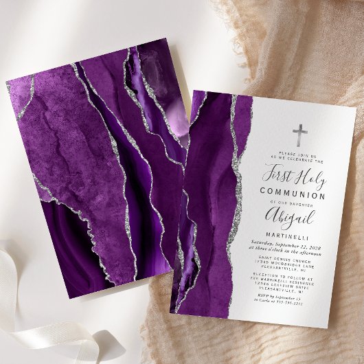 Invitation Purple Agate Argent Parties scintillant première s