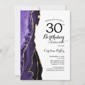 Invitation Purple Agate Blanc Or 30e anniversaire (Devant)
