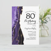 Invitation Purple Agate Blanc Or 80e anniversaire (Debout devant)