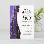 Invitation Purple Agate Blanc Or Surprise 50e anniversaire (Debout devant)