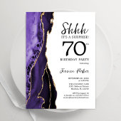 Invitation Purple Agate Blanc Or Surprise 70e anniversaire