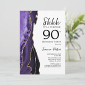 Invitation Purple Agate Blanc Or Surprise 90e anniversaire (Debout devant)