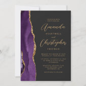 Invitation Purple Agate Gold Moderne Mariage d'ardoise (Devant)