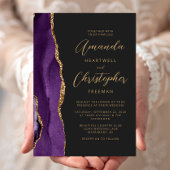 Invitation Purple Agate Gold Moderne Mariage d'ardoise