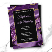 Invitation Purple Agate Gold Parties scintillant Glam 30e ann