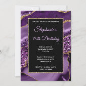 Invitation Purple Agate Gold Parties scintillant Glam 30e ann (Devant)
