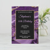Invitation Purple Agate Gold Parties scintillant Glam 30e ann (Debout devant)
