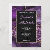 Invitation Purple Agate Gold Parties scintillant Glam 40e ann (Devant)