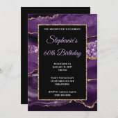 Invitation Purple Agate Gold Parties scintillant Glam 60e ann (Devant / Derrière)