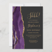 Invitation Purple Agate Gold Surprise 50e fête d'anniversaire (Devant)