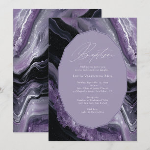 Invitation Purple Agate moderne bébé Christening Baptême