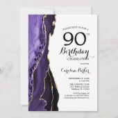 Invitation Purple Agate Or Blanc 90e anniversaire (Devant)