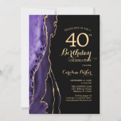 Invitation Purple Agate Or Noir 40e anniversaire (Devant)