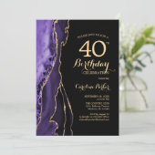 Invitation Purple Agate Or Noir 40e anniversaire (Debout devant)