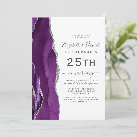 Invitation Purple Agate Silver 25th Anniversary (Debout devant)