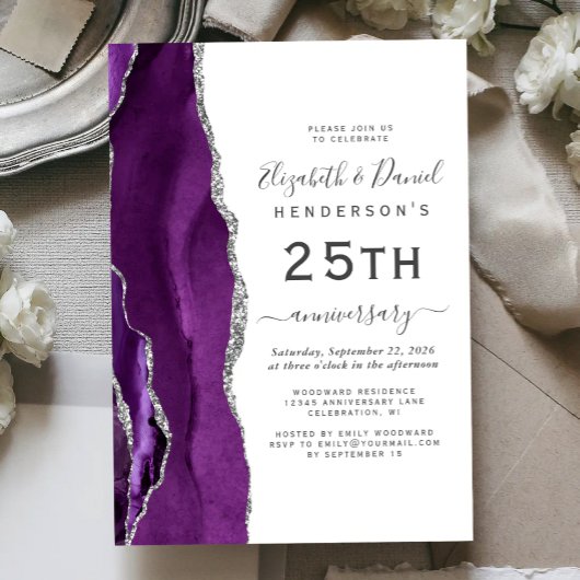 Invitation Purple Agate Silver 25th Anniversary