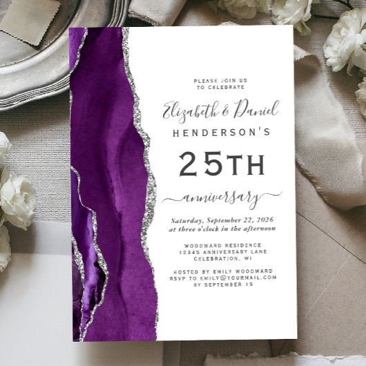 Invitation Purple Agate Silver 25th Anniversary
